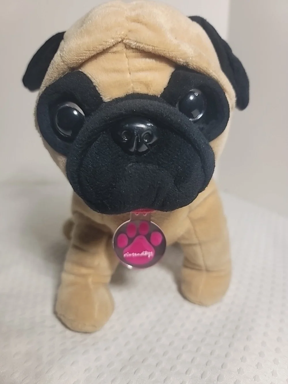 Plush Pug Dog Toy - Tan and Black - Nintendogs Style
